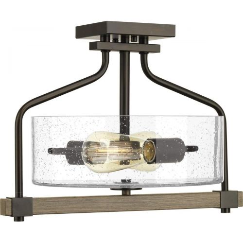  Progress Lighting P350059-020 Barnes Mill Antique Bronze Three-Light semi-Flush