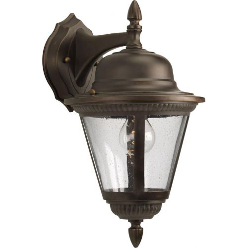  Progress Lighting P5863-31 1-Light Cast Wall Lantern with Clear Seeded Glass, Textured Black