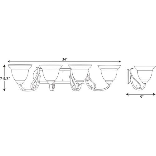  Progress Lighting P2884-77 4-Light Bath Bracket with Tea Stain Etched Glass, Forged Bronze