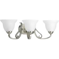 Progress Lighting P2883-09 3-Light Bath Bracket with Etched White Glass, Brushed Nickel