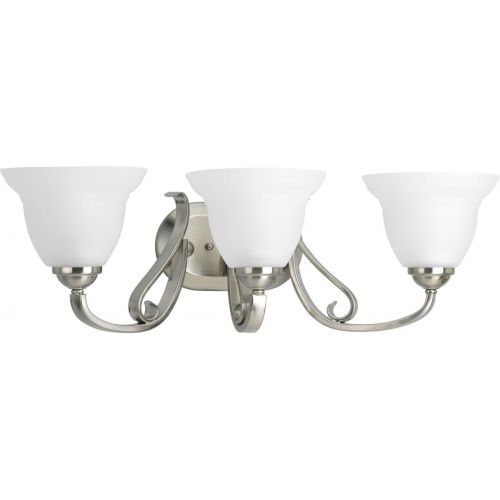  Progress Lighting P2883-09 3-Light Bath Bracket with Etched White Glass, Brushed Nickel