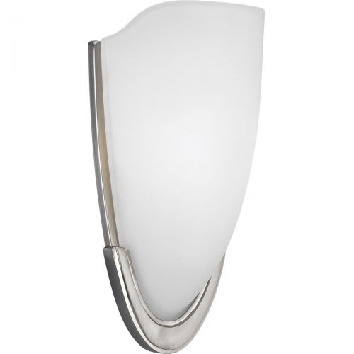  Progress Lighting P7087-09 1-Light ADA Wall Sconce with Etched Glass Fixture, Brushed Nickel