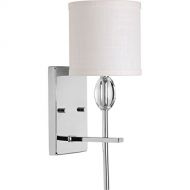 Progress Lighting P2060-15 1 LT Wall Bracket Sconces with K9 Glass Accent/Fabric Shade