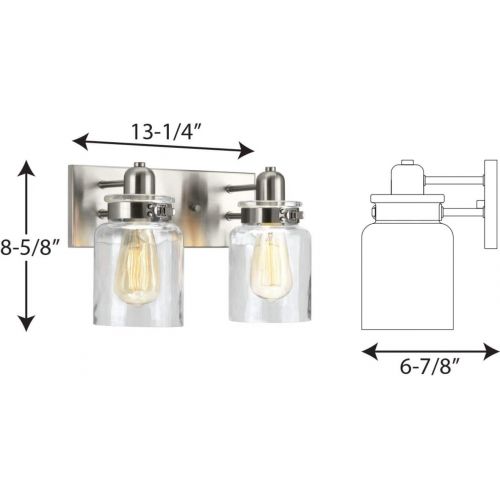  Progress Lighting P300046-009 Calhoun Brushed Nickel Two-Light Bath & Vanity