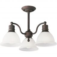 Progress Lighting P3663-20 3-Light Semi-Flush Close-To-Ceiling Fixture with White Etched Glass, Antique Bronze
