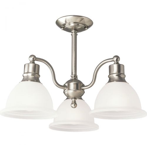  Progress Lighting P3663-20 3-Light Semi-Flush Close-To-Ceiling Fixture with White Etched Glass, Antique Bronze