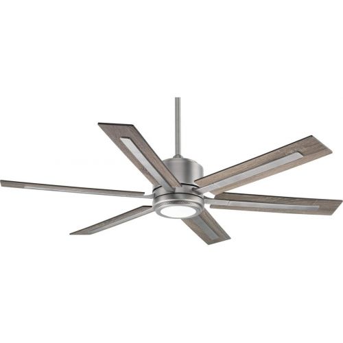  Progress Lighting P2586-8130K Protruding Mount, 6 Walnut/Driftwood Blades Ceiling fan with 17 watts light, Antique Nickel