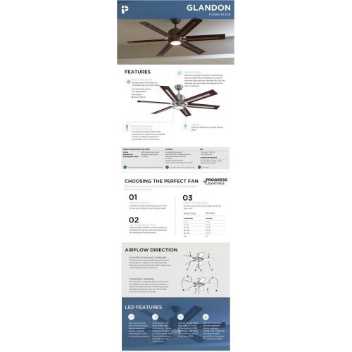  Progress Lighting P2586-8130K Protruding Mount, 6 Walnut/Driftwood Blades Ceiling fan with 17 watts light, Antique Nickel