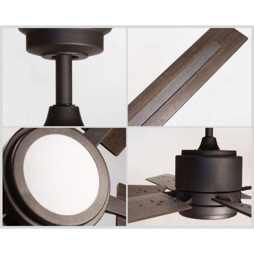  Progress Lighting P2586-7130K Protruding Mount, 6 Toasted Oak/Driftwood Blades Ceiling Fan with 18 Watts Light, Black