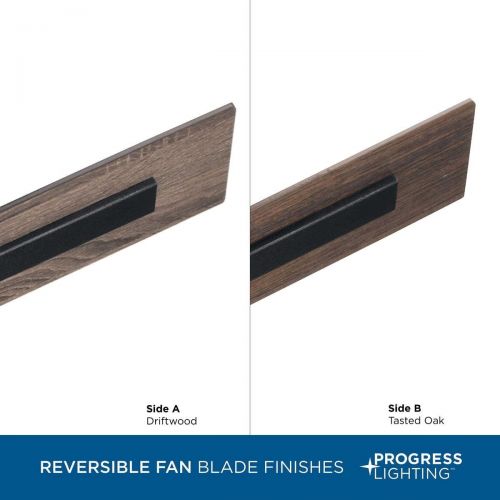  Progress Lighting P2586-7130K Protruding Mount, 6 Toasted Oak/Driftwood Blades Ceiling Fan with 18 Watts Light, Black