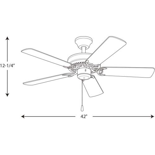  Progress Lighting P2500-30 AirPro Ceiling Fans, 42-Inch Diameter x 12-Inch Height, White