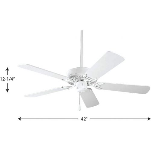  Progress Lighting P2500-30 AirPro Ceiling Fans, 42-Inch Diameter x 12-Inch Height, White