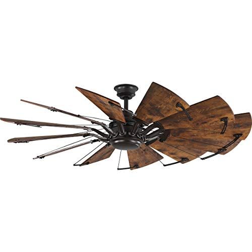  Progress Lighting Springer Collection 60-Inch 12-Blade Distressed Walnut Coastal Windmill Ceiling Fan, Bronze