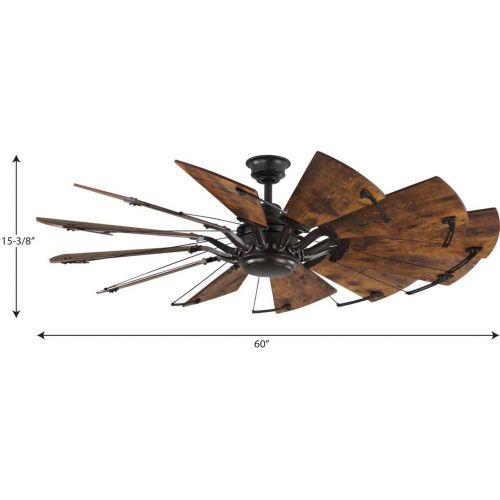  Progress Lighting Springer Collection 60-Inch 12-Blade Distressed Walnut Coastal Windmill Ceiling Fan, Bronze