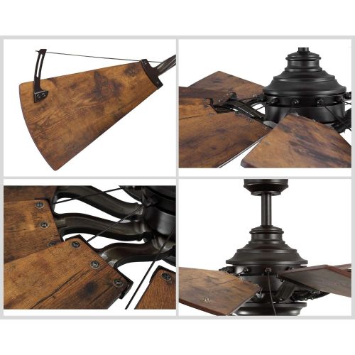  Progress Lighting Springer Collection 60-Inch 12-Blade Distressed Walnut Coastal Windmill Ceiling Fan, Bronze