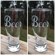 /ProgressionsByIke Personalized Pilsner Glasses, Laser Engraved Glasses, Fathers Day, Monogrammed Glasses, Pub Glasses, Bar Glasses, Custom, Wedding Gift