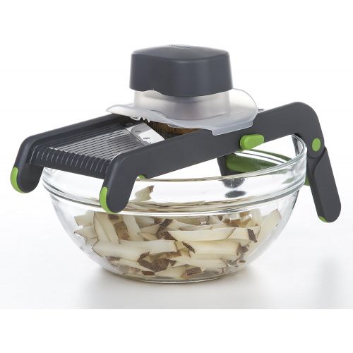  Progressive International Prepworks by Progressive Compact Mandoline, Features Slice, Julienne and Spiral Cuts and 3 Thicknesses Thin, Medium and Thick, Noodle, Ribbon, Food Slicer, Vegetable Slice