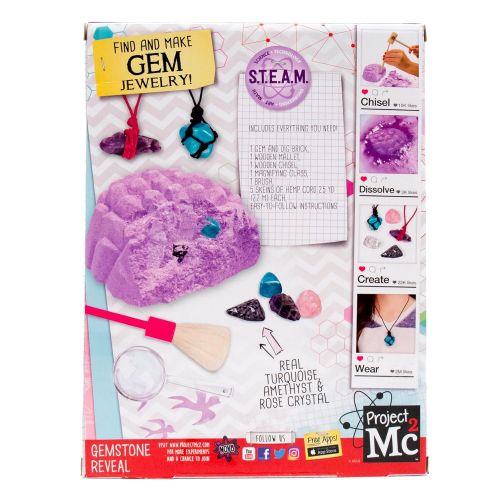  Project Mc2 Gemstone Reveal Stem Science Kit by Horizon Group USA, Excavate, Dig Or Fizz & Bubble to Reveal 5 Real Gemstones for DIY Jewelry Making. Includes Excavation Tools, Magn