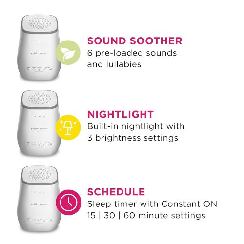  Project Nursery Sound Soother and Night Light for Kids, with 6 Pre-Loaded Sounds, Including White Noise, Nature Sounds, Lullabies, etc.
