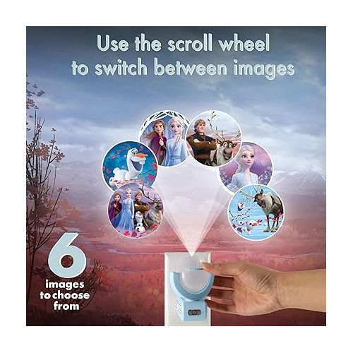  Projectables Disney Frozen 2 LED Kids Night Light, Projector, Plug-in, Dusk-to-Dawn, UL-Listed, Elsa, Anna, Olaf Ideal for Hallway, Bedroom, Nursery, Playroom, Gaming Room, 45028