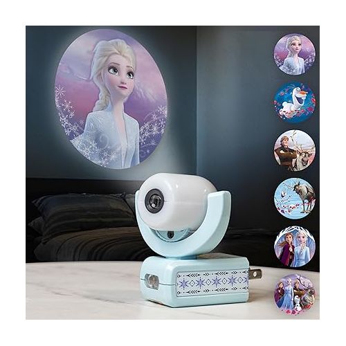  Projectables Disney Frozen 2 LED Kids Night Light, Projector, Plug-in, Dusk-to-Dawn, UL-Listed, Elsa, Anna, Olaf Ideal for Hallway, Bedroom, Nursery, Playroom, Gaming Room, 45028