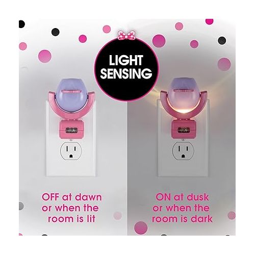  Disney Projectables Disney Minnie Mouse LED Kids Night Light, Projector, Dusk to Dawn, Plug-in ,Mickey Mouse, for Kids, Girls Bedroom, Playroom, Gaming Room, Nursery, 57958