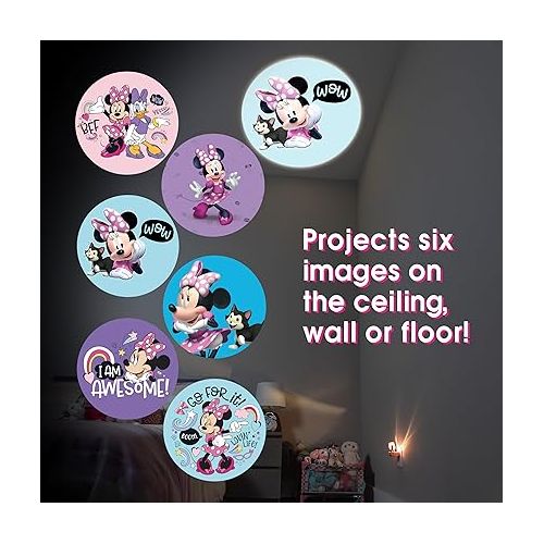  Disney Projectables Disney Minnie Mouse LED Kids Night Light, Projector, Dusk to Dawn, Plug-in ,Mickey Mouse, for Kids, Girls Bedroom, Playroom, Gaming Room, Nursery, 57958
