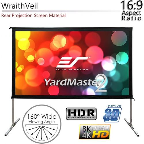  Elite Screens Yard Master 2, 55 inch Outdoor Projector Screen with Stand 16:9, 8K 4K Ultra HD 3D Portable Fast Folding Movie Theater Cinema 55 Indoor Foldable Rear Projection Scree
