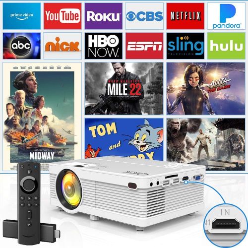  4500Lumens LCD Projector- Full HD 1080P Supported, Portable Mini Projector Compatible with HDMI, USB, AV, TF, VGA, Smartphones, TV Stick, PS4, DVD Player, Home Theater Entertainmen