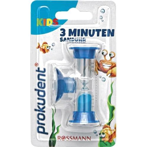  [아마존베스트]Prokudent Kids 3 Minute Sand Timer 1 Piece with Suction Cup for Wall Mounting Available in Various Colours - Not Selectable