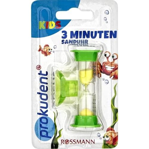  [아마존베스트]Prokudent Kids 3 Minute Sand Timer 1 Piece with Suction Cup for Wall Mounting Available in Various Colours - Not Selectable