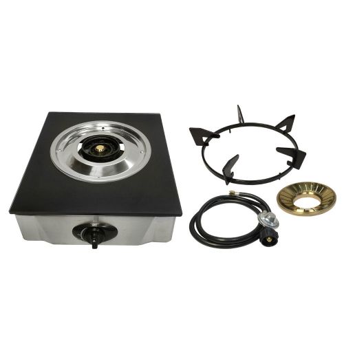  ProlineMax 12 x 14 Single Propane Gas Stove 1Burner Tempered Glass Cooktop Auto Ignition Stainless Steel Body