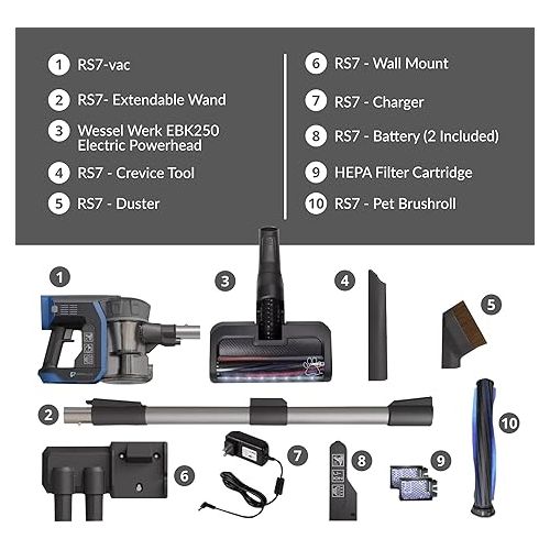  Prolux RS7 PET Cordless Handheld Stick Vacuum, Perfect for Pet Owners, Lightweight, with HEPA Filtration and Easy Clean Powerhead, Long Battery Life