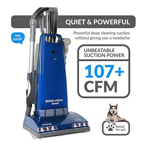  Prolux 9000 Upright Bagged Vacuum Cleaner, Sealed Filtration with On Board Tools and 7 Year Warranty