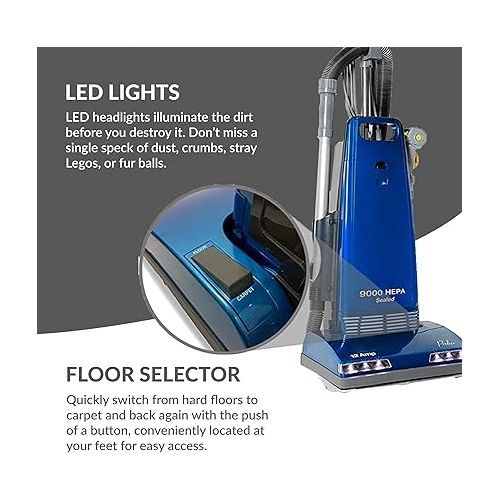  Prolux 9000 Upright Bagged Vacuum Cleaner, Sealed Filtration with On Board Tools and 7 Year Warranty