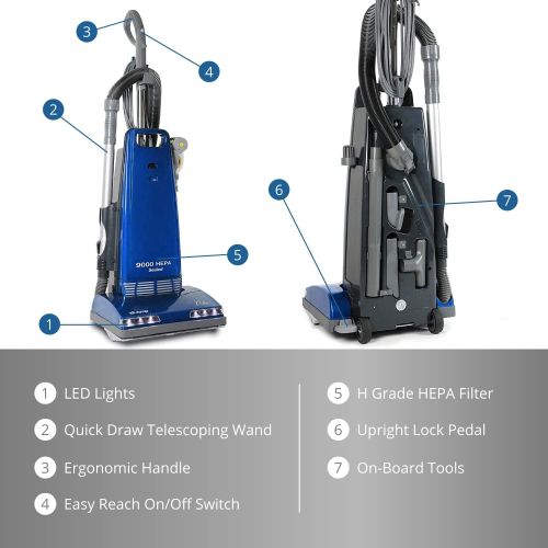  Prolux 9000 Upright Bagged Vacuum Cleaner - Sealed Filtration with On Board Tools and 7 Year Warranty!