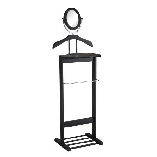  Proman Products Trojan 360 Degrees Vertical and Horizontal Swivel Mirror and Shoe Rack in Black Valet