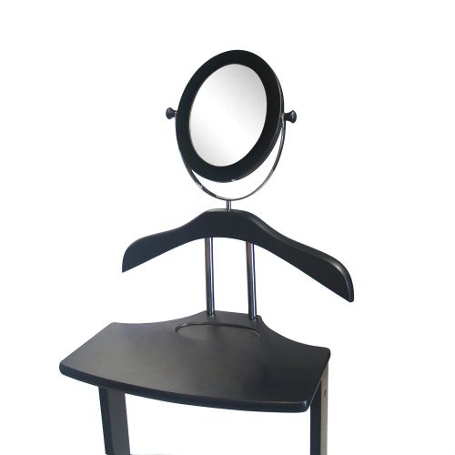  Proman Products Trojan 360 Degrees Vertical and Horizontal Swivel Mirror and Shoe Rack in Black Valet