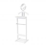 Proman Products Trojan 360 Degrees Vertical and Horizontal Swivel Mirror and Shoe Rack in White Valet