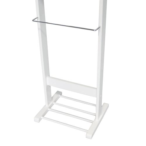  Proman Products Trojan 360 Degrees Vertical and Horizontal Swivel Mirror and Shoe Rack in White Valet