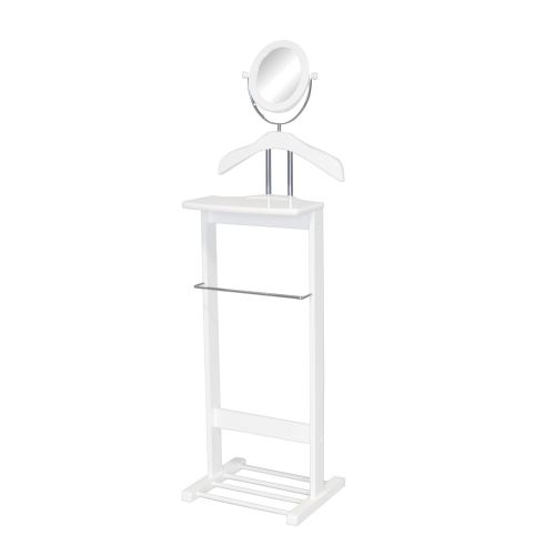  Proman Products Trojan 360 Degrees Vertical and Horizontal Swivel Mirror and Shoe Rack in White Valet