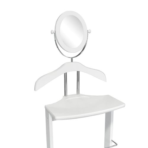  Proman Products Trojan 360 Degrees Vertical and Horizontal Swivel Mirror and Shoe Rack in White Valet