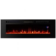 Proman Products TopLife Electric Fireplace Mounted or in Wall Recessed, 60 W x 5 D x 19 H, Black