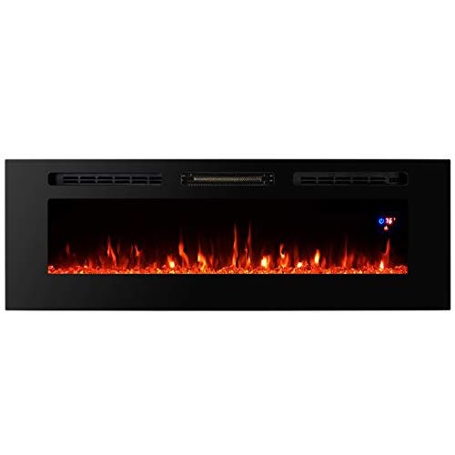  Proman Products TopLife Electric Fireplace Mounted or in Wall Recessed, 60 W x 5 D x 19 H, Black