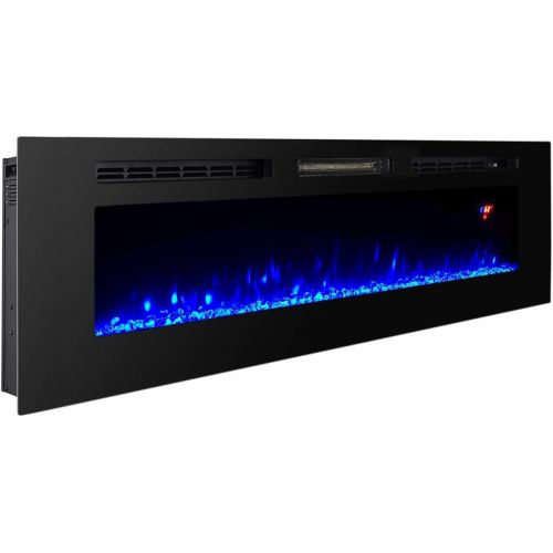  Proman Products TopLife Electric Fireplace Mounted or in Wall Recessed, 60 W x 5 D x 19 H, Black