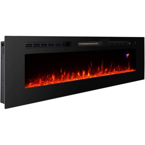  Proman Products TopLife Electric Fireplace Mounted or in Wall Recessed, 60 W x 5 D x 19 H, Black
