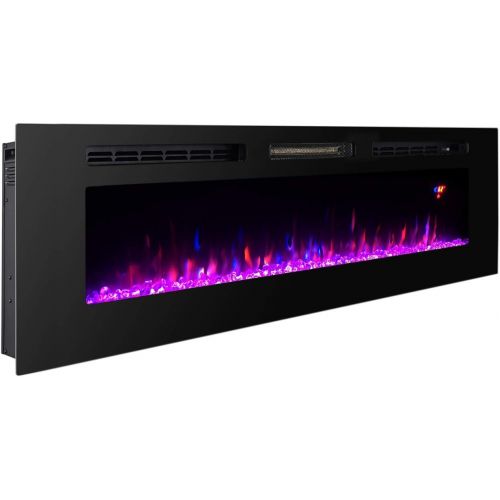  Proman Products TopLife Electric Fireplace Mounted or in Wall Recessed, 60 W x 5 D x 19 H, Black