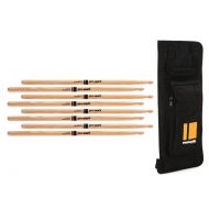 Promark Hickory Drumsticks and Stick Bag - 5A - Wood Tip - 4-pack