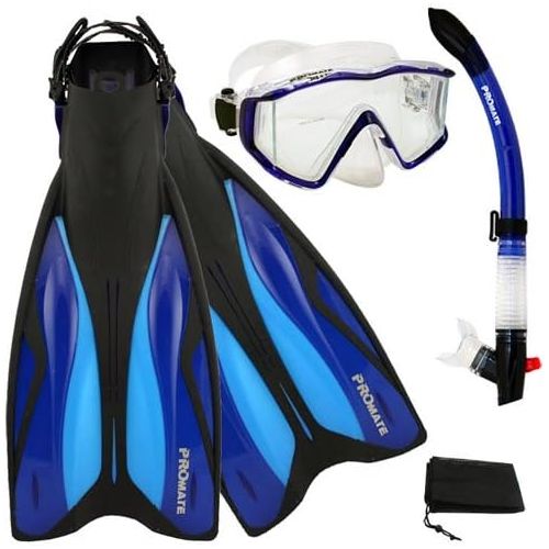  Promate Side-View Mask Semi-Dry Snorkel Snorkeling Fins Set