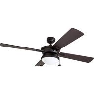 [아마존베스트]Prominence Home 50345-01 Auletta Outdoor Ceiling Fan, 52” ETL Damp Rated 4 Blades, LED Frosted Contemporary Light Fixture, Matte Black